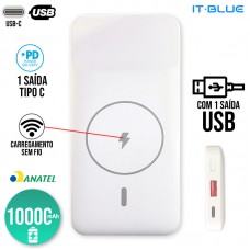 Carregador Power Bank 10000mAh com Magsafe MAX-0536 It Blue - Branco